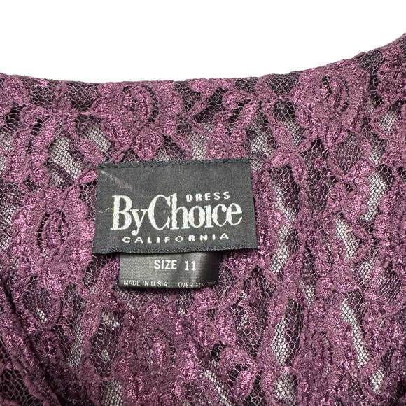 Vintage 80s Victorian Lace Button Up Purple Dress Size 11 Womens Gothic Sheer - Picture 6 of 11